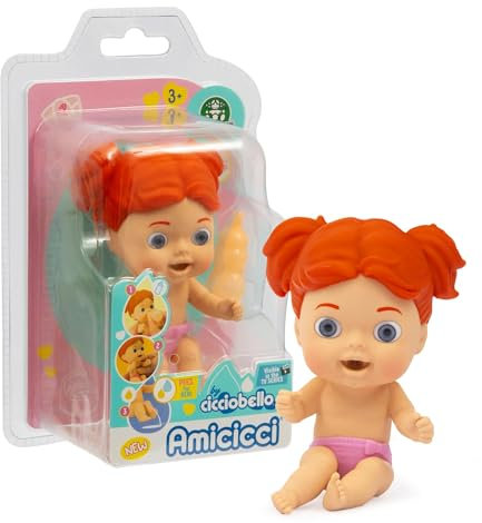 Amicicci Pinkeln, interaktive kleine Puppen mit PIPI-Funktion und Abnehmbarer Windel, Spiele für Kinder 3 Jahre, lustige und lustige Ausdrücke, 5 Sammlerstücke, Ciccioilary