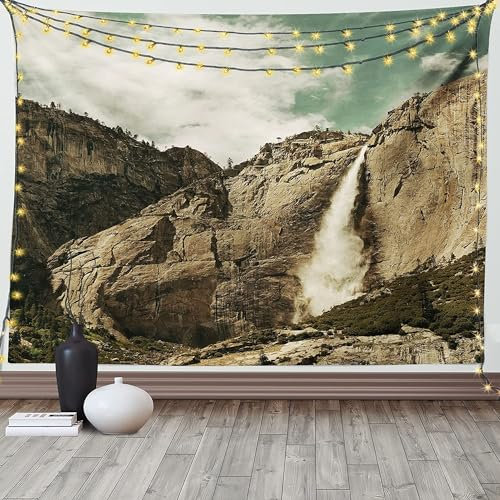 Sxakswol Wandteppich Blick Auf Die Berge Wandbehang Fallen Tapisserie 3D Wandtuch Blick Auf Die Berge Wandteppiche Aesthetic für Wohnzimmer Schlafzimmer Wohnheim Wanddeko, 130x150 cm