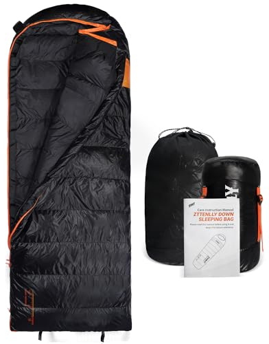 ZTTENLLY Daunenschlafsack für Erwachsene - Leicht und kompakt für Rucksackreisen, Camping und Wandern - 550/600 FP, 0/20/30 Grad und 4-Jahreszeiten-Schlafsack für kaltes Wetter