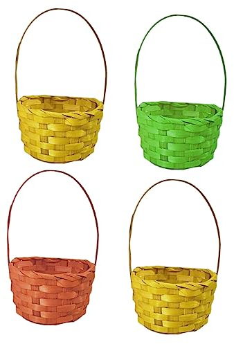 ibasenice 4 Stück Mini-bambuskorb Osterkorb Tasche Rattan Geschenkkorb Mini Gewebte Körbe Rattan Aufbewahrungskorb Mini-rattankorb Ostereikorb Rattan Obstkorb Kleiner Korb Bambus Weben