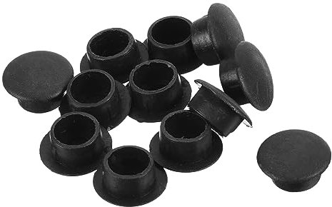 QUARKZMAN 10mm Trou Bouchons x 12pcs Plastique Affleurant Type Panneau Rond Trou Prises pour Meuble Chaise Bibliothèque Placard Étagères, [Noir]