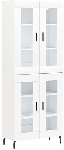 vidaXL Highboard, Sideboard mit viel Stauraum, Kommode Schrank für Wohnzimmer, Anrichte Beistellschrank Metallbeine, Modern, Weiß Holzwerkstoff