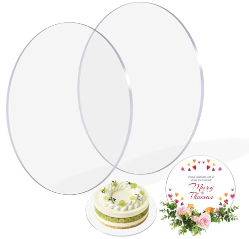 2 Stück Tortenplatte Rund Acryl, 24.5cm Transparente Kuchenplatte, Wiederverwendbar Cake Board Acryl, Torten Acrylscheibe Kreis, Tortenunterlage Rund Acrylic für Aufbewahren von Kuchen,DIY Handwerk