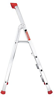 Escabeau Aluminium HANGER 'MaxiBat' 4 Marches - Outil de Travail Intensif avec Porte Outils et Repose-Pieds en Aluminium Moulé