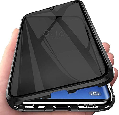 Sewutoyu Sichtschutz Screen für VIVO V29 Hülle, 360 Grad Protector Schutzhülle mit Kameraschutz, Magnetische Adsorption Metall Handyhülle, Privatsphäre Schutzfolie Gehärtetes Glas Case,Schwarz