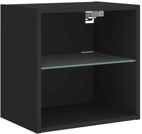 vidaXL Wand-Nachttisch mit LED-Leuchten Schwarz