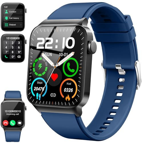 Montre Connectée Homme Femme avec Appel Bluetooth, 1.85 Smartwatch avec Podometre/Cardiofrequencemetre/Sommeil, Smart watch avec 100+Modes Sportifs, Etanche IP68, Montre Intélligente pour Android iOS