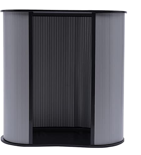 Faltbar Empfangstheke Prsentationsstnder Messetheke Empfangstresen Messetresen Rezeption Counter Round 40W*90L*90H cm Stand mit Tasche für spezielle Ereignisse Werbeliteratur Silber
