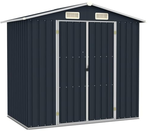 Willood Gerätehaus Ohne Boden Doppeltür Geräteschuppen Garten Schuppen Gartenhaus Gartenschuppen Anthrazit 205x129x183 cm Verzinkter Stahl