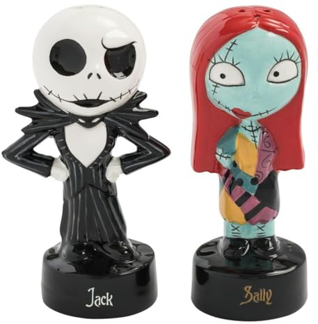 Juego de salero y pimentero con licencia oficial de Disney, Jack Skellington & Sally para decoración de cocina y hogar, regalo de inauguración de la casa, decoración de Halloween y Navidad | Paladone