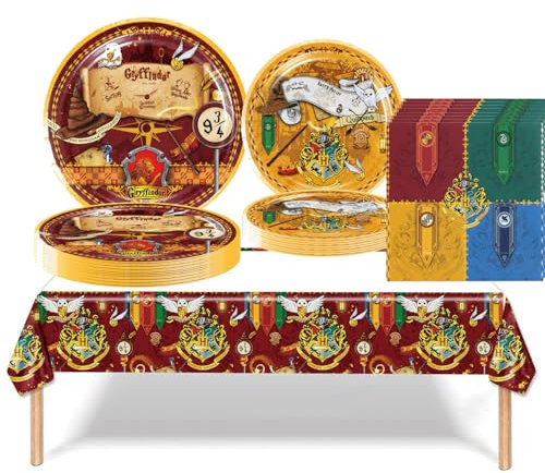 Partygeschirr Set, Magischer Wizard Partygeschirr Set, Deko Geburtstag Partygeschirr, für Kinder Geburtstag Party Supplies und Tischderation (gelb)