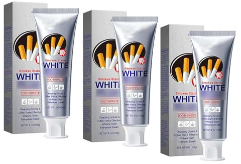 Tea Stain Remover Whitening Toothpaste,Smokers Toothpaste,Denture Toothpaste,Coffee Stain Remover for Teeth,Desensitizing Toothpaste,Travel Size Toothpaste,Remove Years of Stains (3PC, Silver)