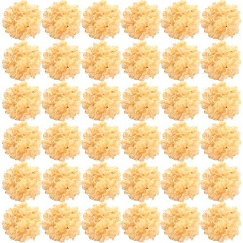 FagusHome 35 Pièces Têtes Fleur d'hydrangea 18CM Artificielle Fleur Artificielle avec Tiges Fausses Fleurs d'hortensia Bouquets pour Décoration (Jaune Clair)