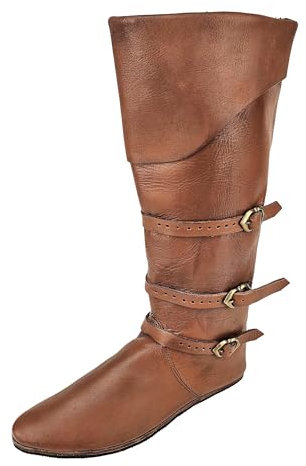 Vehi Mercatus Mittelalter Stiefel bzw. Stulpenstiefel Braun mit Gummisohle 44