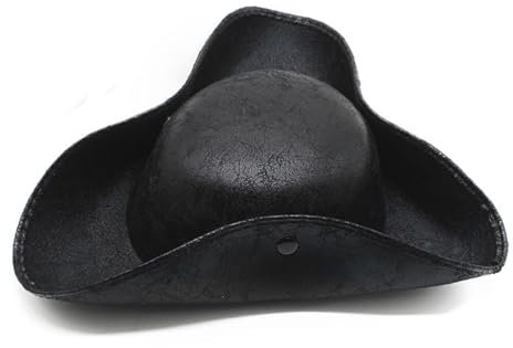 Cappello da capitano, in finta pelle, a tema pirata, per feste, cosplay, carnevale, colore nero