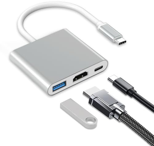 DAILINK 3-in-1 USB C HDMI Adapter, Light-Ning to HDMI Kabel HDMI Kabel für TV Adapter, USB C Auf HDMI, Multiport Digital AV mit 4K HDMI, USB-A 3.0, 3in1 Plug and Play HDMI USB C