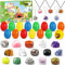 Ostergeschenke für Kinder, 15 Ostereier gefüllt mit Kristallen, 3 DIY-Schlüsselanhänger, 3 DIY-Halsketten - Stein-Sammlungs-Set. Perfekte Partygeschenke, die Spaß und Bildung für Jungen und Mädchen