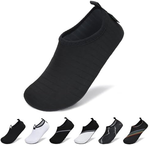 SAGUARO Chaussures Aquatiques Homme Femme Chaussons d'eau Séchage Rapide Chaussettes de Piscine Antidérapants Légers pour Plage Natation Mer Bain Plongée (Noir de Jais,38/39 EU)