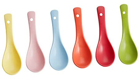 IMIKEYA 6pcs Ceramic Soup Spoons Set Porcelain Tableware Sturdy Chinese Food Eating Porridge Spoons for Kitchen and Dining