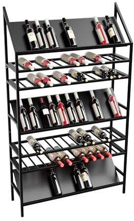 MetaloPro Portabottiglie Vino in Metallo per 91 Bottiglie – Scaffale Cantinetta Robusta con Piedini Regolabili – Design Moderno per Cucina, Cantina o Bar – Nero 100x30x170