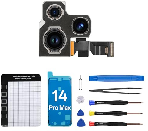 CYKJGS Ersatz-Rückkamera für iPhone 14 Pro Max, 12 MP, HD-Video, HDR, Foto, Hauptkamera, Flexkabel, Objektivmodul, komplettes Reparaturwerkzeug-Set A2651, A2893, A2894, A2895, A2896