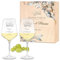 Maverton Calici Vino x2 Personalizzati - Bicchieri Vino Rosso o Vino Bianco 490 ml - Incisi per Lei e Lui - Scatola Legno Personalizzata - Regalo per Sposi e Coppia - Regali Personalizzati