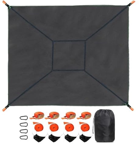 HUGDSB Outdoor Camping Hammock, 13ft Square Hammock Max 550 Lbs for 2-5 Adults Kids, Multi Person Tree Hammock with 4 Ratchet Tie Down Straps & Net Pocket