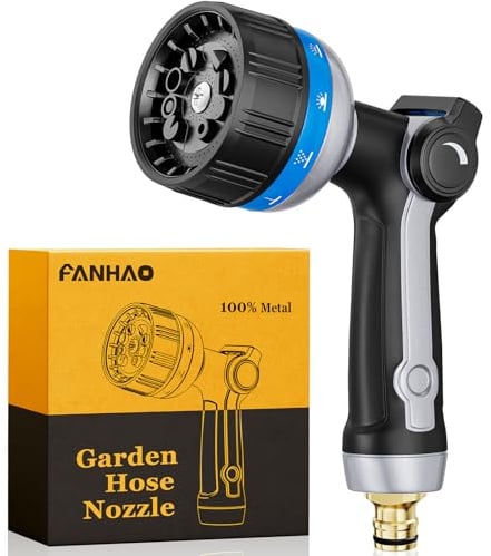 FANHAO Heavy Duty Hose Pipe Spray Gun, 100% Metal Water Hose Thumb Control