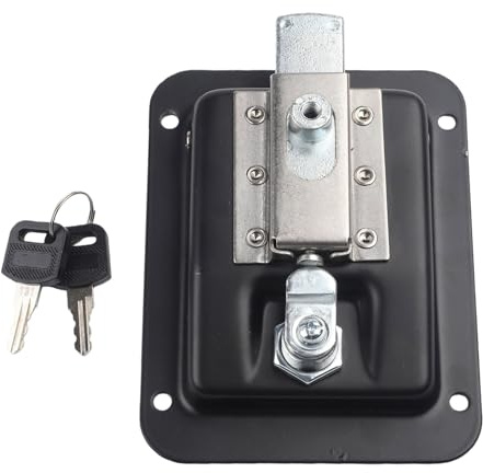 Vibsky Großer Paddelgriff-Verriegelung mit Schlüssel, 140 x 108 mm, schwarz, pulverbeschichteter Edelstahl, für Wohnwagen, Ute, LKW, Werkzeugkasten, Wohnmobil und Container