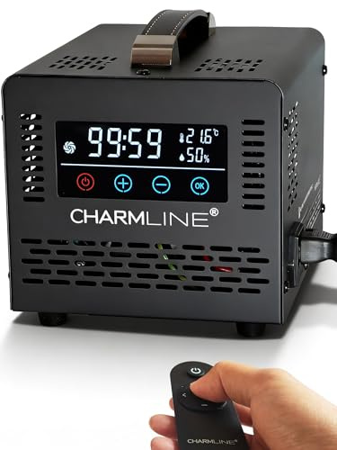 Charmline generatore di ozono smart per eliminazione odori in stanze, auto, aree animali e cantine, macchina ozono con telecomando, modulo ozono a tubo al quarzo, 60.000 mg/h, Nero