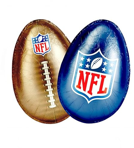 NFL Maxi Schoko Überraschungsei 2er Set – Offizielles American Football Überraschungsei mit Spielzeug – Schokolade & Sammelfigur – NFL Fan Geschenk für Kinder & Fans