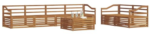 vidaXL Outdoor-Sofagarnitur 7 pcs Natur, Garten-Sofa, modernes Ecksofa, langlebiger Lounge, Terrasse, Bequeme Sitzgruppe für Entspannung