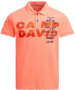 Camp David Herren Pikee-Polo Kurzarm mit Artworks und Puffprint-Details, 100% Baumwolle, Regular Fit