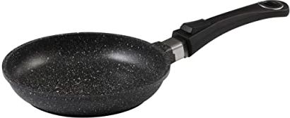 Pradel Excellence - Poêle en Fonte d’Aluminium Premium, Revêtement Anti-Adhésif “Façon Pierre”, Manche Amovible - Compatible Tous Feux dont Induction, Four et Lave-Vaisselle - Diamètre 24 cm - Noir