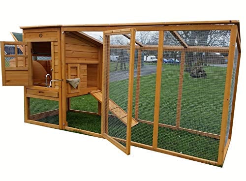 Cocoon 3000WX 8ft Chicken Coop – Wooden Hen House with Integrated Run, Pull-Out Tray, Nest Box & Secure Sliding Door – Ideal for Up to 3–4 Birds