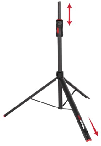 Gator Frameworks ID Series Speaker Stand with Lift Assist and Adapter to Fit 35mm and 38mm Speaker Mounts, 48/75 Min/Max Height (GFW-ID-SPKR)