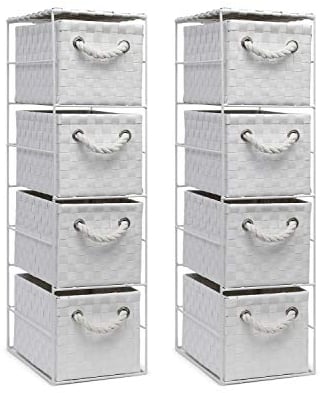 2 x 4 Drawer Storage Cabinet Unit for Bedroom/Bathroom/Home/Office (White)