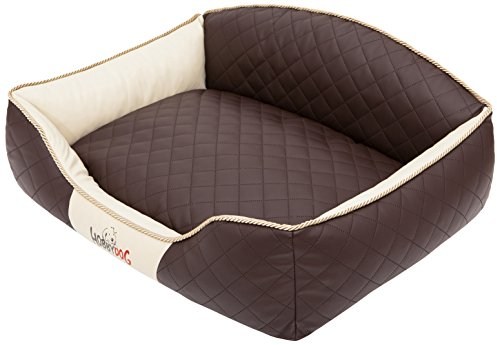 Hobbydog LELIBBB1 Hundebett/Sofa/Korb Elite mit Kunstleder, braun/beige, L 65 x 50 x 24 cm