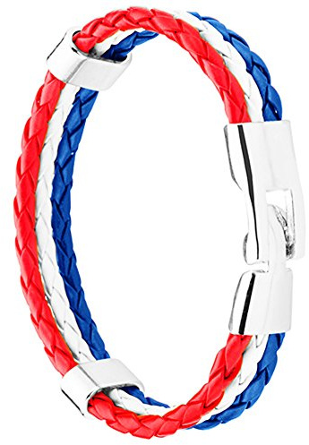 Piersando Armband Armreif geflochten Leder Fahne Motiv Fussball EM & WM Fanartikel Land Flagge Ärmel Schmuck Damen oder Herren