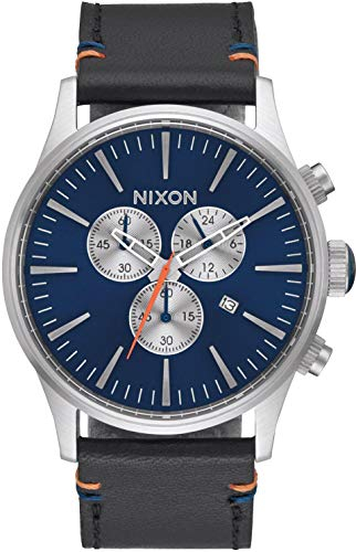 Nixon Armbanduhr Sentry Chrono Leder Blue Sunray