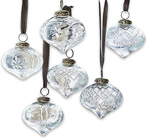 Loberon Weihnachtsschmuck Set Cheshire | Weihnachtsdeko Christbaumschmuck | Weihnachtskugeln Glas | Mit Feinem Glasschliff | 6 Stück, klar