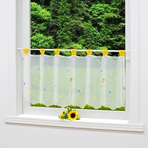 Joyswahl Voile Scheibengardine Transparente Bistrogardine »Augusta« mit Schlaufen Kaffee Stores Vorhang HxB 45x120cm #1 1er Pack