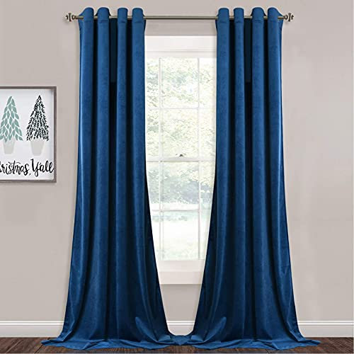 StangH Cortinas de terciopelo azul para dormitorio – 108 pulgadas extralargas de bloqueo de luz de felpa para sala de estar, azul real, 52 x 108 pulgadas, 2 paneles