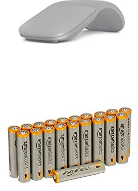 Microsoft - Souris Arc Edition Surface Bluetooth - Platine Gris avec les batteries Amazon Basics