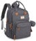 RUVALINO Baby Wickelrucksack, Multifunktional Wickeltasche Reise Rucksack Große Kapazität Babytasche mit Wickelunterlage, Wasserdicht Stoffe, Passform für Kinderwage(Dunkelgrau)