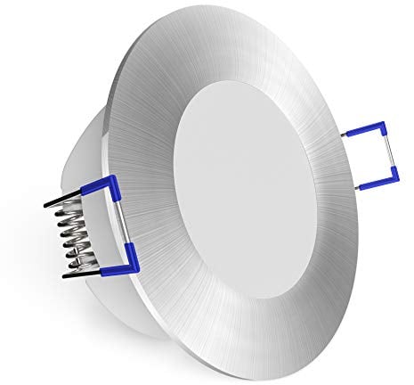 linovum WEEVO Einbaustrahler LED flach IP44 für Bad & Außen - warmweiß 5W 230V - Einbauspot Badeinbaustrahler rund gebürstet