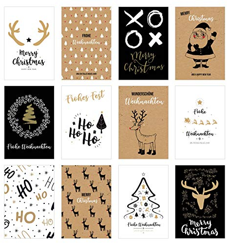 Edition Seidel Set 12 exklusive Premium Weihnachtskarten mit Umschlag. Doppelkarten/Klappkarten mit Briefumschlag. Weihnachten Karte Postkarte Weihnachtspostkarte