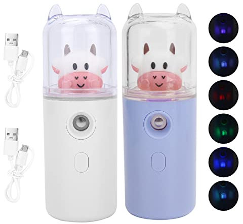 2 Stück Nano Mist Sprayer, (Weiß + Purpur) Portable Face Mist Steamer, Moisturizing Humidifier with Moisturizing Moisturizing for Skin Care Makeup Eyelash Extension