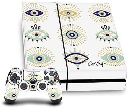 Head Case Designs Offizielle Zugelassen Cat Coquillette Blau Gold Kunst Mix Matte Vinyl Haut Gaming Aufkleber Abziehbild kompatibel mit Sony PlayStation 4 PS4 Console and DualShock 4 Controller Bundle
