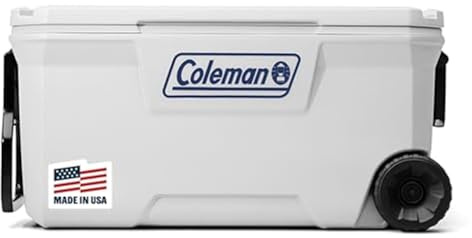 Coleman Classic Series 100qt Wheeled Marine Cooler, Fully Insulated Lid & Body Keeps Ice up to 5 Days, Holds up to 160 Cans